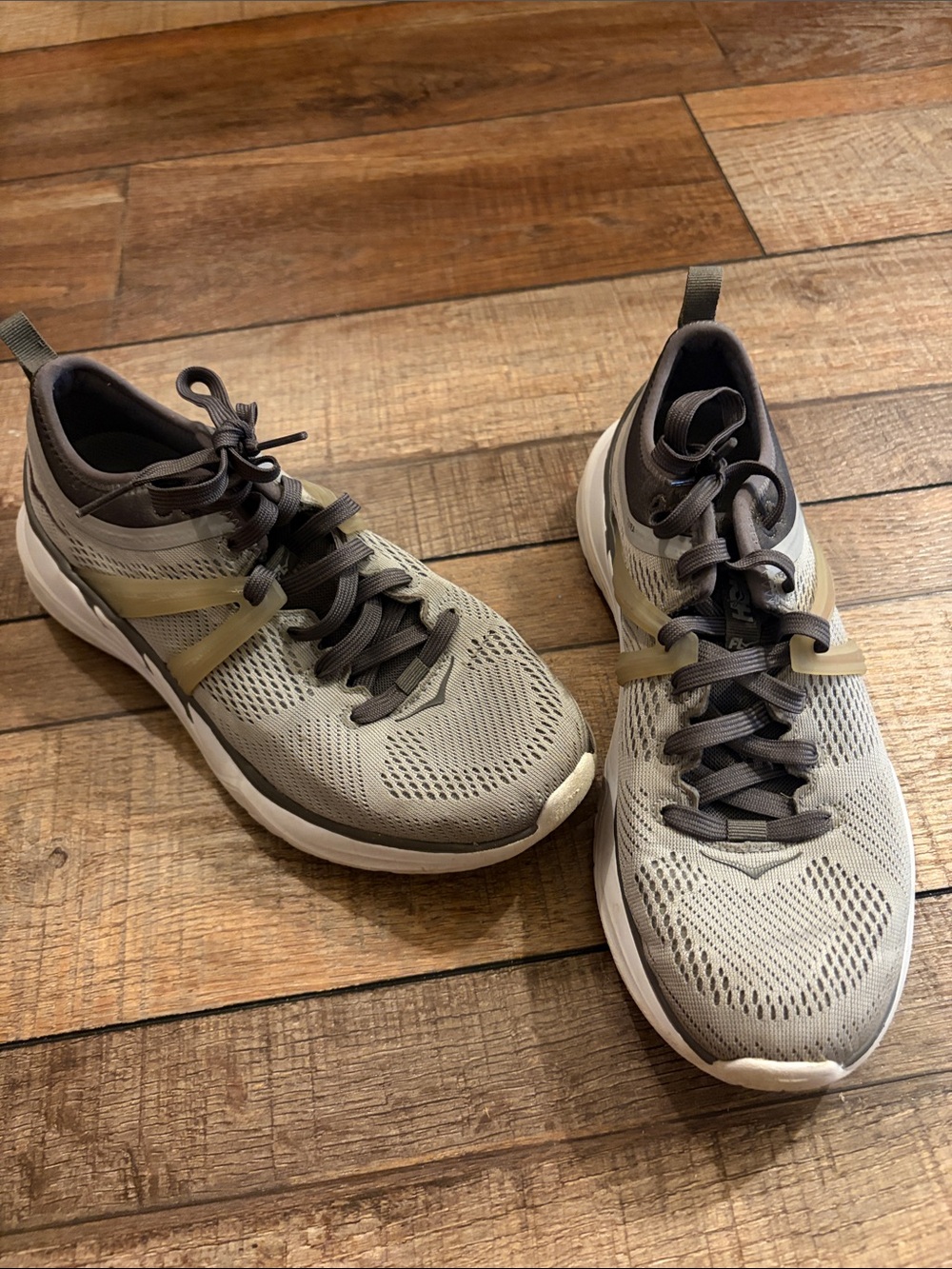Hoka One One Men's Gray Athletic Runners with Taupe Accents